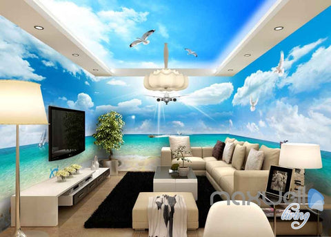 Image of 3D Shell Coastal View Entire Room Wallpaper Wall Murals Art Prints IDCQW-000110