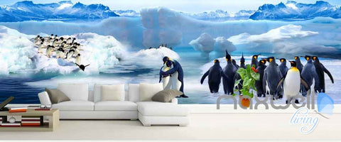 Image of 3D Antarctic Pole Penguins Ice Entire Room Wallpapar Wall Murals Prints IDCQW-000114