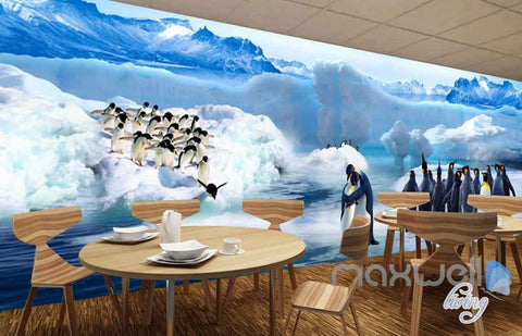 Image of 3D Antarctic Pole Penguins Ice Entire Room Wallpapar Wall Murals Prints IDCQW-000114