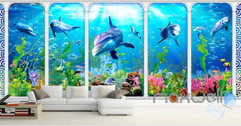 Image of 3D Underwater aquarium fish Entire Room Wallpaper Wall Murals Prints IDCQW-000115