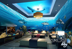 3D Undersea Shark View Entire Room Wallpaper Wall Murals Prints IDCQW-000116