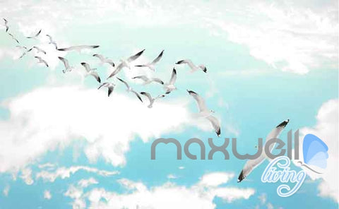 Image of 3D Seagulls Beach Heart Sunny Day Entire Room Wallpaper Wall Murals Prints IDCQW-000122