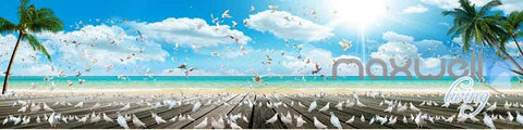 Image of 3D Beach Decking Pegion Entire Room Wallpaper Wall Murals Art Prints IDCQW-000123