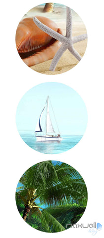 Image of 3D Tropical Palm Tree Beach Sunshine Entire Living Room Wallpaper Wall Murals Art IDCQW-000129