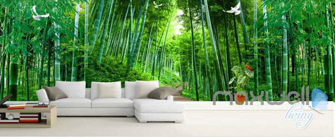 Image of 3D Huge Bamboo Forest Blue Sky Entire Room Wallpaper Wall Murals Art Prints IDCQW-000136