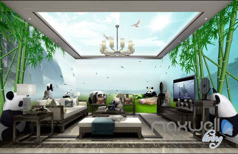 Image of 3D Panda Paradise Bamboo Entire Room Wallpaper Wall Murals Art IDCQW-000140