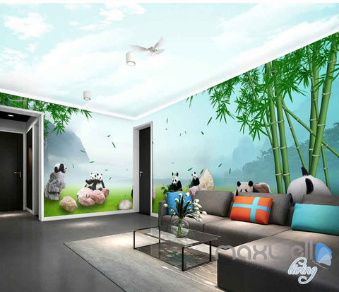 Image of 3D Panda Paradise Bamboo Entire Room Wallpaper Wall Murals Art IDCQW-000140