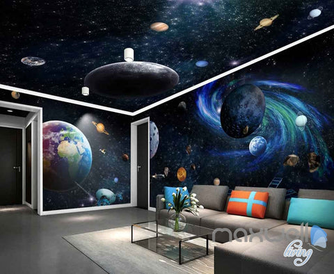 Image of 3D Galaxy Solar System Entire Room Wallpaper Wall Murals Art Prints IDCQW-000141