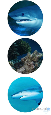 Image of 3D Sharks Shadow Underwater Entire Room Wallpaper Wall Murals Art Prints IDCQW-000142