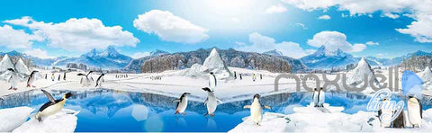 Image of 3D Anctica Penguins Iceberg Entire Room Wallpaper Wall Murals Art Prints IDCQW-000144