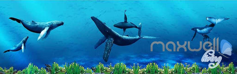 Image of 3D Whale Underwater Entire Living Room Bathroom Wallpaper Wall Murals Art IDCQW-000145