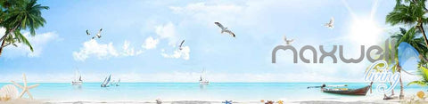 Image of 3D Coast View Clouds Sunshine Enire Living Room Wallpaper Wall Murals Art Prints IDCQW-000156