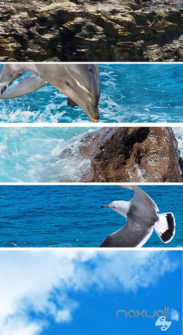 Image of 3D Reef Sea View Bird Entire Room Wallpaper Wall Mural Art Prints IDCQW-000158