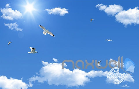 Image of 3D Large Waterfall Blue Sky Ceiling Entire Room Wallpaper Wall Mural Art Prints IDCQW-000165