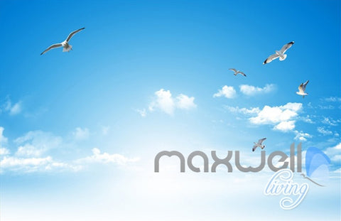 Image of 3D Dophin Bay Water View Birds Entire Living Room Wallpaper Wall Mural Art IDCQW-000176