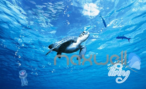 Image of 3D Turtle Fish Octopus Arch Entire Living Room Wallpaper Wall Mural Art Prints IDCQW-000179