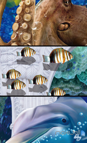 Image of 3D Turtle Fish Octopus Arch Entire Living Room Wallpaper Wall Mural Art Prints IDCQW-000179