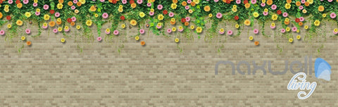 Image of 3D Flower Vine Bird Brick Wall Entire Living Room Wallpaper Mural Art Prints IDCQW-000181