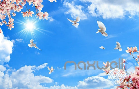 Image of 3D Flower Vine Bird Brick Wall Entire Living Room Wallpaper Mural Art Prints IDCQW-000181