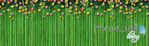 Image of 3D Bamboo Wall Flower Top Ceiling Entire Living Room Wallpaper Wall Mural Art IDCQW-000182