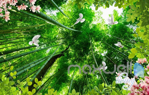 Image of 3D Bamboo Wall Flower Top Ceiling Entire Living Room Wallpaper Wall Mural Art IDCQW-000182