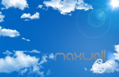 Image of 3D Garden Fence Flower Sunshine Sky Ceiling Entire Living Room Wallpaper Wall Mural IDCQW-000183