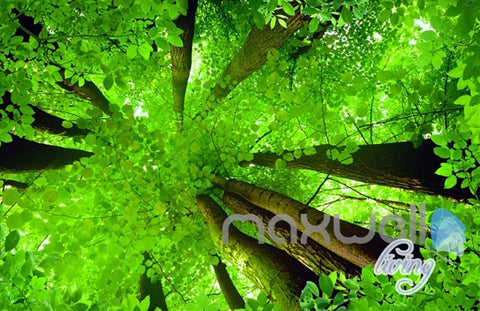 Image of 3D Brick Wall Tree Top Ceiling Entire Living Room Wallpaper Mural Decor Art IDCQW-000185