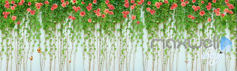 Image of 3D Rose Butterfly Vine Sunshine Ceiling Entire Living Room Wallpaper Wall Mural Art IDCQW-000186