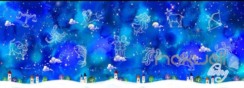 Image of 3D 12 Constellations Moon Ceiling Entire Living Room Wallpaper Wall Mural Art Decor IDCQW-000187