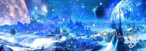 Image of 3D Moon Surface Earth Planet Entire Living Room Wallpaper Wall Mural Art Decor IDCQW-000188