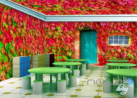 Image of 3D Boston Ivy Door Window Entire Living Room Wallpaper Wall Mural Art Decor Prints IDCQW-000189