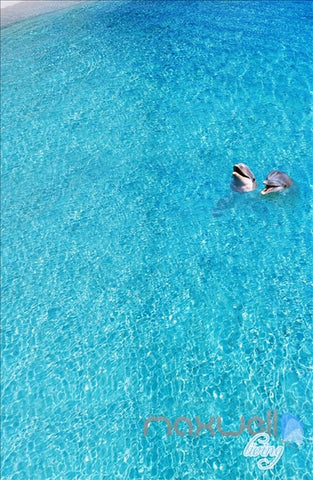 Image of 3D Tree Sea Cliff Dophin Play Entire Living Room Wallpaper Wall Mural Art Decor IDCQW-000196