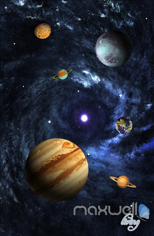 Image of 3D Universe Galaxy Planets Sky Entire Living Room Wallpaper Wall Mural Art Decor Prints IDCQW-000198