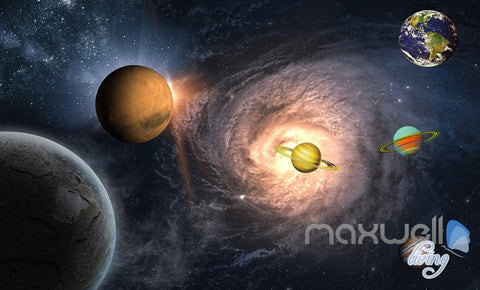 Image of 3D Universe Galaxy Planets Sky Entire Living Room Wallpaper Wall Mural Art Decor Prints IDCQW-000198