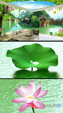 Image of 3D Tradional Chinese Building Lake View Entire Room Wallpaper Wall Mural Art Decor IDCQW-000201