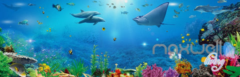 Image of 3D Ray Coral Reef Fish Entire Room Bathroom Wallpaper Wall Mural Art Decor Prints IDCQW-000205