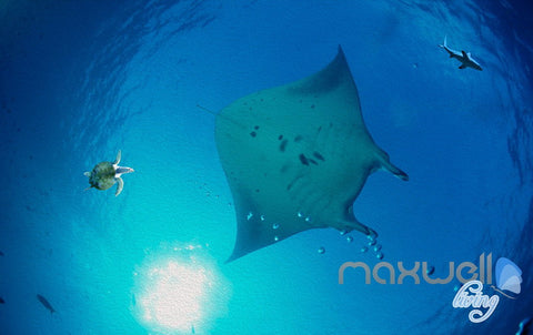 Image of 3D Ray Coral Reef Fish Entire Room Bathroom Wallpaper Wall Mural Art Decor Prints IDCQW-000205