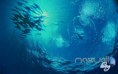 Image of 3D Shoal of Fish Coral Entire Living Room Bathroom Wallpaper Wall Mural Art Decor IDCQW-000206