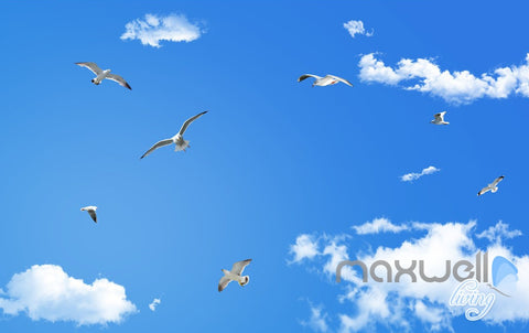 Image of 3D Sea Wave Sail Boat Seagull Beach Entire Room Bathroom Wallpaper Wall Mural Art Decor IDCQW-000208