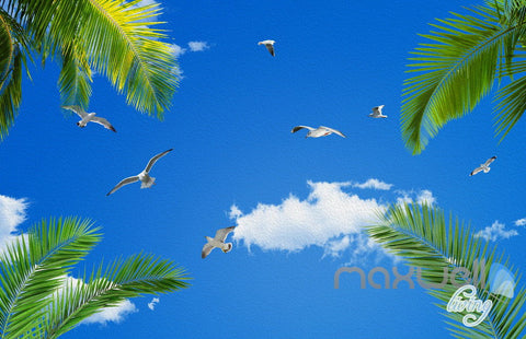 Image of 3D Fiji Island Beach Palm Tree Entire Living Room Wallpaper Wall Mural Art Decor IDCQW-000210