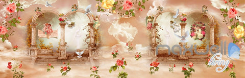 Image of 3D Rose Flower Angel Arch Entire Living Room Wallpaper Wall Mural Art Decor Print IDCQW-000211