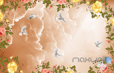 Image of 3D Rose Flower Angel Arch Entire Living Room Wallpaper Wall Mural Art Decor Print IDCQW-000211