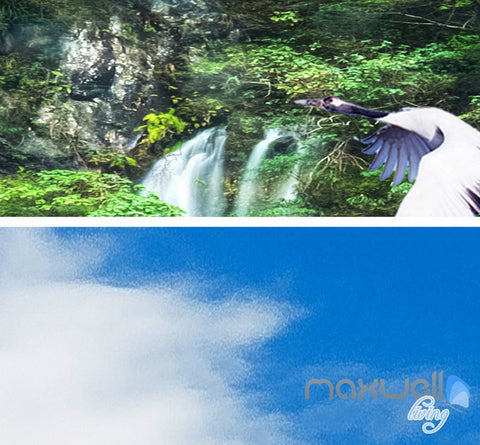 Image of 3D Waterfall Lotus Fish Mountain Entire Living Room Wallpaper Wall Mural Art Decor IDCQW-000213