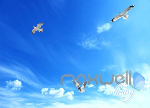 Image of 3D Dophins Playing Sail Boat Seagull Ceiling Entire Room Wallpaper Wall Mural Art Decor IDCQW-000216