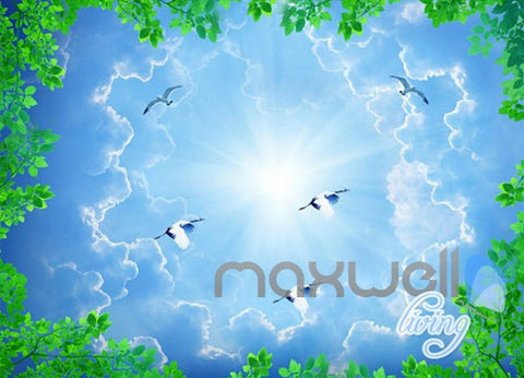 Image of 3D Long Waterfall Mountain Blue Sky Mountain Entire Room Wallpaper Wall Mural Art Decor IDCQW-000218