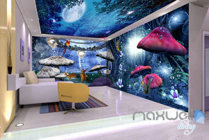 3D Fantacy Moon Forest Mashroom Animals Entire Room Bedroom Wallpaper Wall Mural Art IDCQW-000221