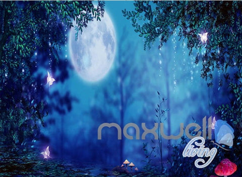 Image of 3D Fantacy Moon Forest Mashroom Animals Entire Room Bedroom Wallpaper Wall Mural Art IDCQW-000221