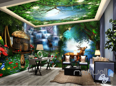 Image of 3D Forest Animals Fantacy World Entire Room Bedroom Wallpaper Wall Mural Art IDCQW-000222
