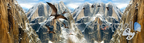 Image of 3D Mountain Dragons Blue Sky Ceiling Entire Room Bedroom Wallpaper Wall Mural Art IDCQW-000223