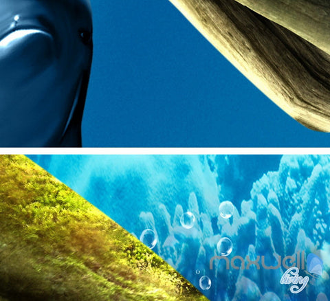 Image of 3D Undersea Cave Hole Dophins Entire Room Bedroom Wallpaper Wall Mural Art IDCQW-000225
